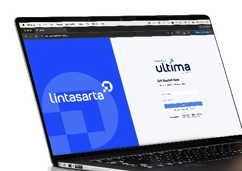 Halaman masuk ULTIMA dari Lintasarta pada laptop